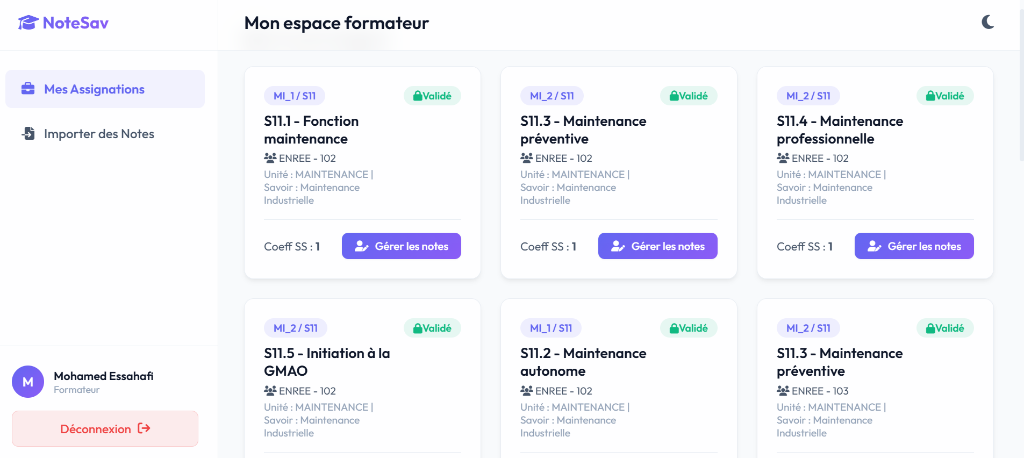 Mon espace formateur