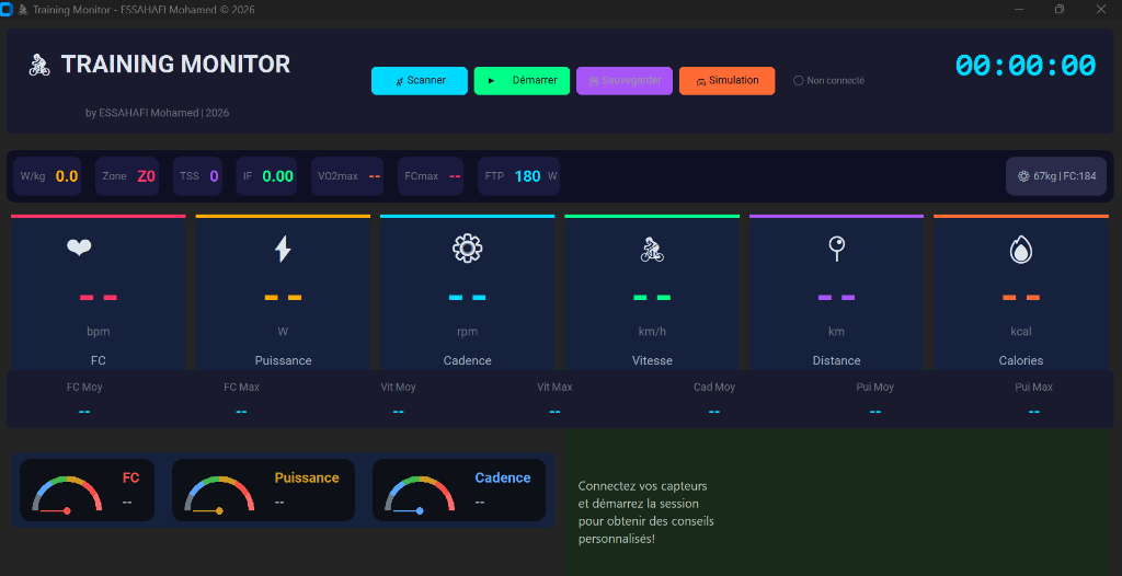 Training Monitor - État initial et appairage